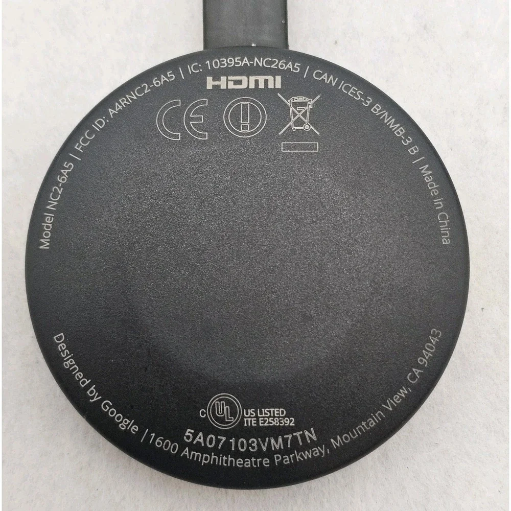 Google Chromecast 2nd Generation 1080p Media Streaming Device, Model ( NC2-6A5)